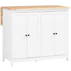 Isola cucina con piano di lavoro espandibile Credenza Penisola cucina con ruote Bianco 107x76x92cm KNL10-WN - Sobuy