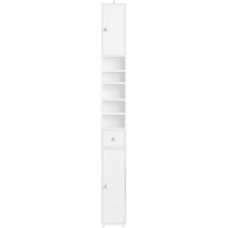 Sobuy - Armadio Colonna bagno, Mobile bagno alto con 2 Ante e 1 cassetto altezza: 180 cm Bianco Lucido BZR167-GW
