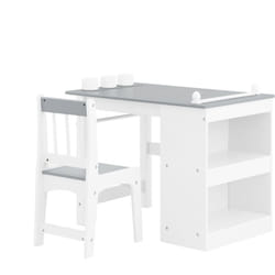 Tavolo per bambini con una sedia Set mobili per bambini Tavolo da dipingere per bambini Grigio 80x50x66cm KMB60-HG - Sobuy