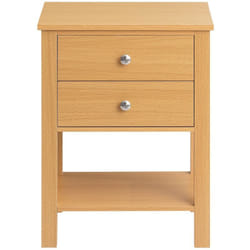 Sobuy - Comodino camera da letto, Tavolino telefono, Comodino con 2 cassetti, Naturale, 45x35x60 cm FBT114-N