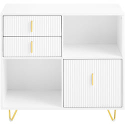 Sobuy - Mobiletto Archivio Tavolo e Supporto per Stampante, Mobile Portaoggetti, Armadio Ufficio, Comodino, Tavolino Laterale Bianco, 80x40x75 cm