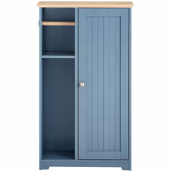 "Questo elegante armadio da bagno in bianco senza tempo con superficie superiore in finitura legno naturale è la soluzione pe ...