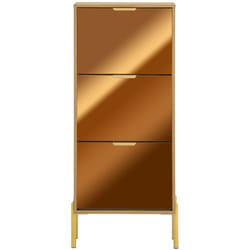 Scarpiera con 3 ante in vetro Scarpiera con 6 ripiani Scarpiera portascarpe Colore d'oro 55x24x124cm FSR181-H-G - Sobuy