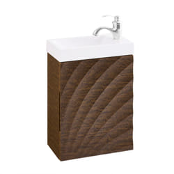 Mobile Sottolavabo con 1 Anta, Armadietto Bagno, Mobile Sospeso con Lavabo, Mobiletto Salvaspazio, Marrone 40x22x56cm BZR197-N - Sobuy