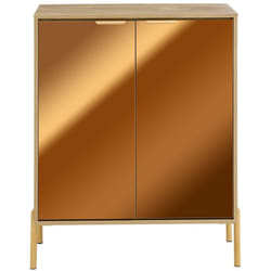 Credenza con 2 ante in vetro, Credenza decorativa, Consolle laterale stretta Colore d'oro 83x38x100cm FSB96-G - Sobuy