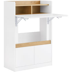 Scrivania pieghevole multifunzionale Tavolo da lavoro con Ripiani Bianco-Naturale 63x67x93 cm FWT109-WN - Sobuy