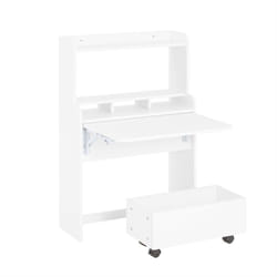 Sobuy - Scrivania pieghevole Tavolo per computer con ripiani con Scatola Portaoggetti con Ruote Bianco 64x25x98 cm FWT105-W