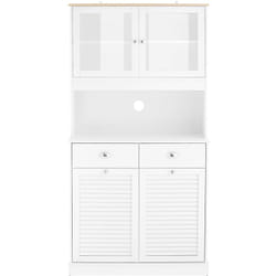 Credenza Alta per Cucina Mobile Buffet con 3 ante Mobile ingresso Armadio multifunzionale Bianco 92x40x180 cm FSB101-W - Sobuy