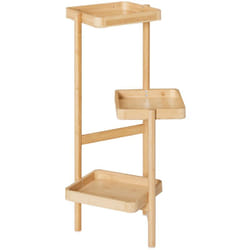 Sobuy - Scaffale a 3 Livelli per Piante in Legno Scaffale da giardino Decorazione per balcone 31x27x78 cm Naturale STR12-N