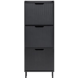 Mobiletto portascarpe scarpiera mobile ingresso salvaspazio Regolabili Nero 50x19x130cm 3 ante FSR177-H-SCH - Sobuy