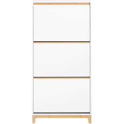 SoBuy Scarpiera con 3 Ribalte Mobile Salvaspazio, Scaffale per Scarpe con 6 Ripiani, Scarpiera Stretta, Bianco-Naturale, 60x34x122 cm FSR192-WN