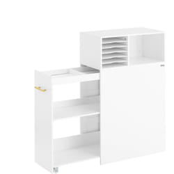 Sobuy - Mobile Laterale per Scrivania con Spazio di Archiviazione Regolabile e Nascosto Design Compatto e Funzionale per Ufficio e Casa 60x33x100 cm