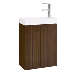 Mobile Sottolavabo con 1 Anta, Armadietto Bagno, Mobile Sospeso con Lavabo, Mobiletto Salvaspazio, Marrone, 40x22x56 cm BZR196-BR - Sobuy