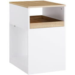 Sobuy - Tavolino stampante Mobiletto ufficio Cassettiera compatta Supporto stampante Tavolino divano Bianco-Naturale 40x50x65 cm ASK08-WN