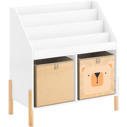 Libreria montessoriana per Bambini Scaffale portagiochi Portariviste con 2 vani portaoggetti Bianco 65x30x70cm KMB115-W - Sobuy