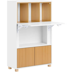 SoBuy Scrivania pieghevole multifunzionale Tavolo da lavoro con Ripiani Bianco-Naturale 70x108x59 cm FWT107-WN
