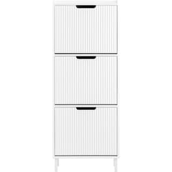 SoBuy Mobiletto portascarpe scarpiera mobile ingresso salvaspazio Regolabili Bianco 50x19x130cm 3 ante FSR177-H-W