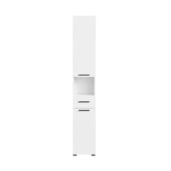 Sobuy - Mobile alto con 2 ante e 6 scomparti Mobile portaoggetti per bagno Mobiletto da bagno con scomparti aperti Bianco 30x31x182cm BZR166-W