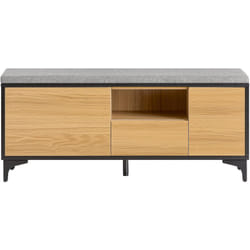 Scarpiera con 2 ante e 1 cassetto, Panca con vano portaoggetti, Panca ingresso, Scarpiera con sedile, Naturale 110x35x44cm FSR175-N - Sobuy
