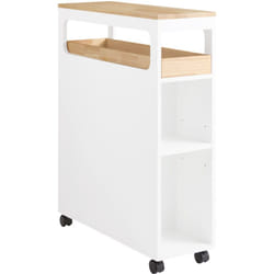 Carrellino Salvaspazio con 3 cassetti Carrello Cucina Organizzatore Bagno Mobiletto Bagno Colore Bianco e Naturale BZR54-II-WN - Sobuy