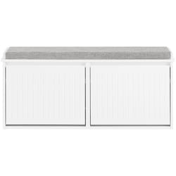 Panca da ingresso Scarpiera con cuscino Scarpiera con 4 ripiani Bianco 100x26x46cm FSR98-XL-W - Sobuy