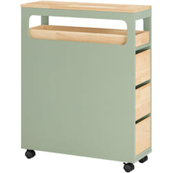 Carrellino Salvaspazio con 3 cassetti Carrello Cucina Organizzatore Bagno Mobiletto Bagno Colore Verde e Naturale BZR54-GR - Sobuy