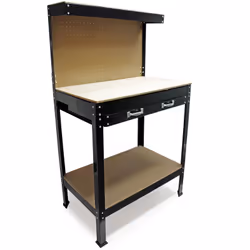 Piano di lavoro solido e ampio Con cassetto Parete forata con ganci Materiale: acciaio e MDF 1150x550x1400mm Attrezzi sempre ...
