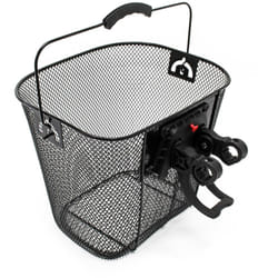 Wiltec - Cestino da bicicletta in acciaio, montaggio anteriore su manubrio 32,5x24x26,5 cm, Nero, Rimovibile