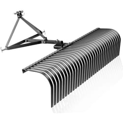 Wiltec - Rastrello per trattore compatto 60' 152X48X81 cm, 32 denti, Attrezzo raccogli sassi fieno