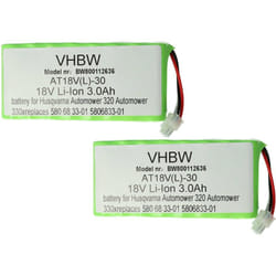 Vhbw - 2x batteria compatibile con Husqvarna Automower 430X (fino 2019/2020), 435X awd robot tagliaerba 3000mAh 18V Li-Ion