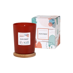 AVA & MAY CA-MA-200 bougie en cire Cylindre Amande, Cannelle, Bois de santal Orange, Blanc, Bois 1 pièce(s)