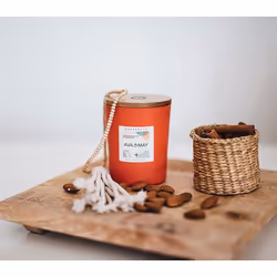 AVA & MAY CA-MA-200 bougie en cire Cylindre Amande, Cannelle, Bois de santal Orange, Blanc, Bois 1 pièce(s)
