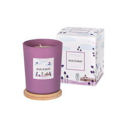 AVA & MAY CA-PR-180 bougie en cire Cylindre Lavande Lavande, Blanc, Bois 1 pièce(s)