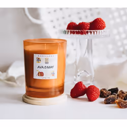 AVA & MAY CA-BR-180 bougie en cire Cylindre Caramel, Floral, Fruité Orange, Blanc, Bois 1 pièce(s)
