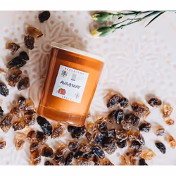 AVA & MAY CA-BR-180 bougie en cire Cylindre Caramel, Floral, Fruité Orange, Blanc, Bois 1 pièce(s)