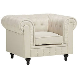 Beliani - Poltrona vintage in tessuto beige Chesterfield