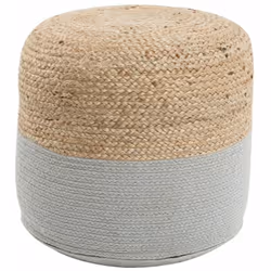 Poggiapiedi cilindrico in cotone grigio chiaro. Questo delizioso pouf cilindrico si adatta perfettamente alla tua casa ed è u ...