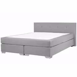 Elegante letto matrimoniale in classico colore grigio chiaro con un pattern simile al lino. Rendi la tua camera da letto un n ...