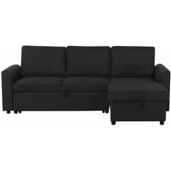 Divano letto angolare in tessuto nero versione sinistra Nesna