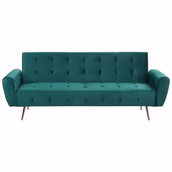 Divano letto 3 posti in velluto verde. Questo divano letto aggiunge un tocco accogliente a qualsiasi soggiorno. Rivestito in  ...