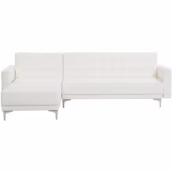 Elegante divano letto angolare in pelle sintetica bianca. Porta la classe e l'eleganza in soggiorno con questo divano letto d ...