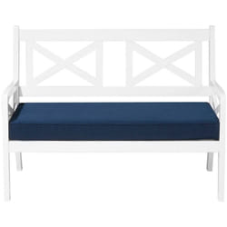 Panchina da giardino bianca con cuscino blu Baltic