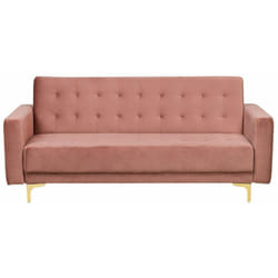 Divano Letto Modulare a 3 Posti in Velluto Imbottito Color Rosa Aberdeen