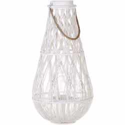 Lanterna accentuata dalla forma originale. Una lanterna dal design intrecciato realizzata in legno, perfetta per donare un fe ...
