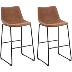 Set di 2 Sgabelli Alti Rivestimento Tessuto Marrone Gambe Metallo Nero Franks