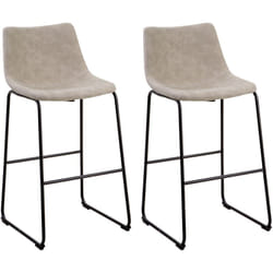 Set di 2 Sgabelli Alti Rivestimento Tessuto Beige Gambe in Metallo Nero Franks