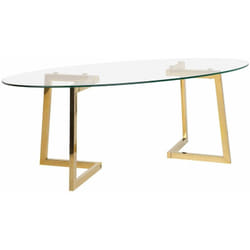 Tavolino da Salotto in Vetro con Gambe Dorate in Metallo 120 x 60 cm Fresno