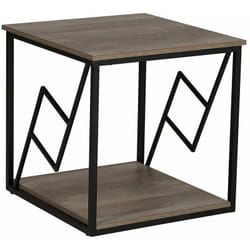 Beliani - Tavolino da Salotto Piano Legno Scuro Struttura Metallo Nero 56 x 56 cm Forres