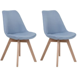 Set di 2 Sedie da Pranzo Ecopelle Azzurra Gambe in Legno Lucide Dakota