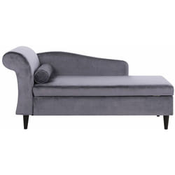 Beliani - Chaise Longue in Velluto Grigio con Vano Portaoggetti Versione Sinistra Luiro